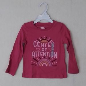 Oshkosh Long Sleeve Cotton Tee Girl's Size 3T in Pink‎ w/ Graphic Design